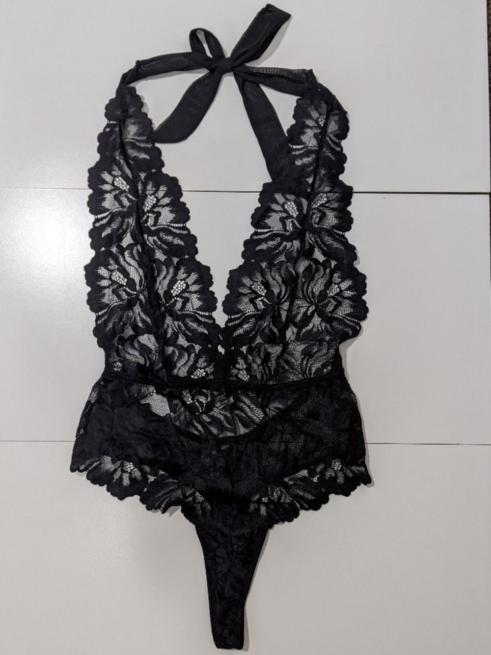 Bluebella Black Floral Lace Halter Teddy